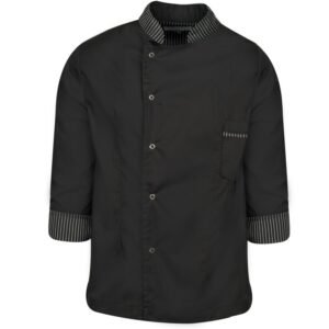 Σακάκι σεφ μαύρο με ριγέ γιακά