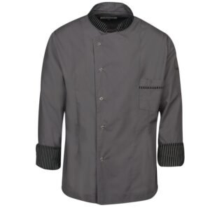 Σακάκι σεφ γκρι σκούρο με ριγέ γιακά