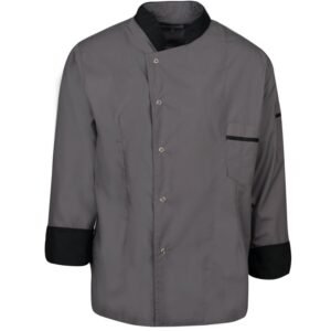 Σακάκι σεφ γκρι με μαύρο γιακά